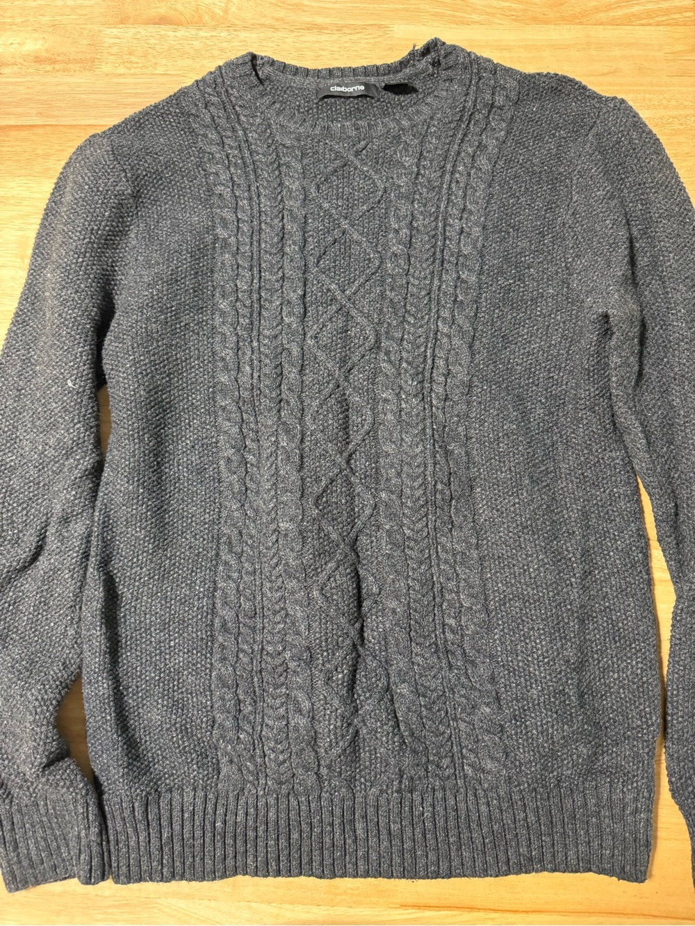 Claiborne Women’s Cable Knit Sweater Size Large Dark Gray Pullover